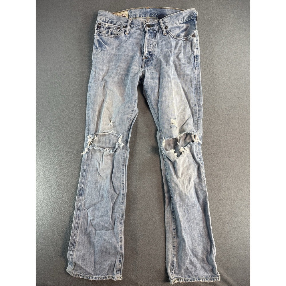 Abercrombie & Fitch 4330 Slim Low Rise Boot Cut Jeans Mens 30x32 Light Blue
